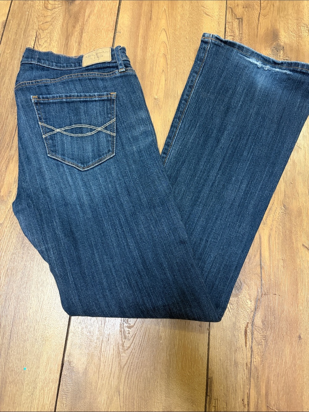 Abercrombie & Fitch Dark Blue Bootcut Jeans with Contrast Pocket Stitching